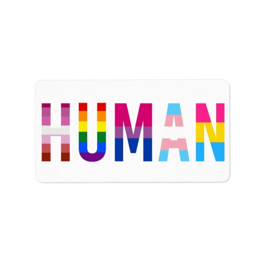 HUMAN LGBT Flag Gay Pride Month Transgender Etiket (Voorkant)