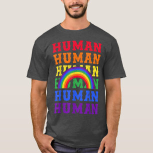 HUMAN LGBT Flag Gay Pride Month Transgender Rainbo T-shirt