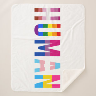 HUMAN LGBT Flag Gay Pride Month Transgender Sherpa Deken