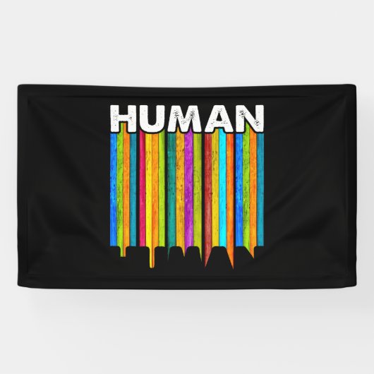 HUMAN LGBT Flag Gay Pride Month Transgender Spandoek (Horizontaal)