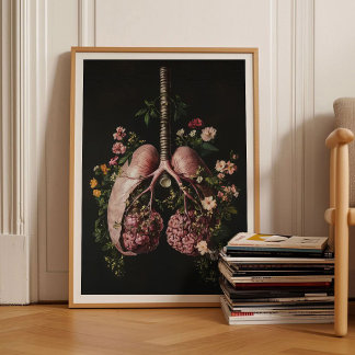 Human Lungs Painting Lungs Print Vintage Floral An