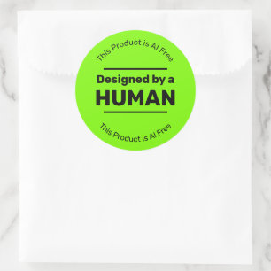 Human Made - Geen AI - Heldergroen met aangepaste Ronde Sticker