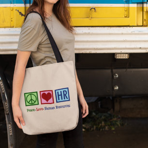 Human Resources Peace Love HR Tote Bag