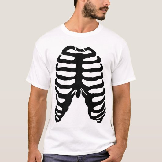 Human Skeleton Ribcage Black T-shirt (Voorkant)