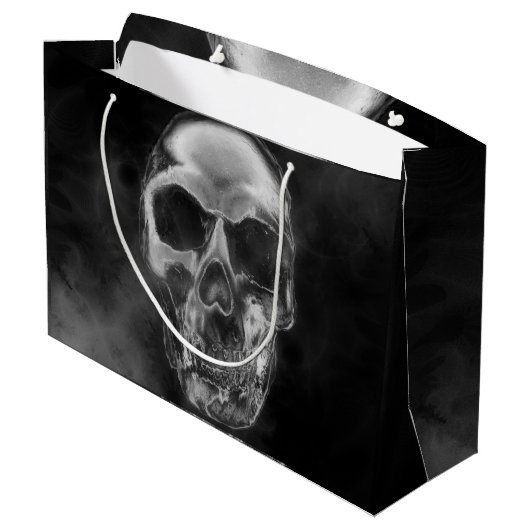 Human Skull Black Smoke Grunge Groot Cadeauzakje (Achterkant Gekanteld)