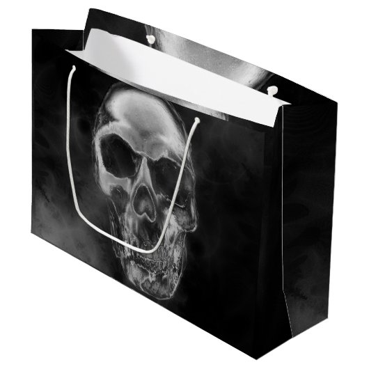 Human Skull Black Smoke Grunge Groot Cadeauzakje (Voorkant Gekanteld)
