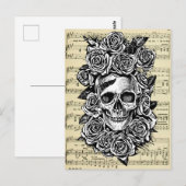 Human Skull Rozen Gothic Biker Art Illustratie Briefkaart (Voorkant / Achterkant)