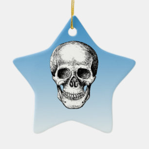 Human Skull White Face Keramisch Ornament