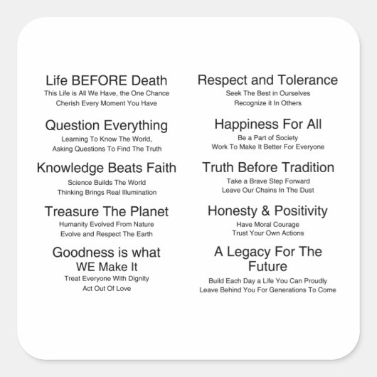 Humandamenten Vierkante Sticker (Voorkant)