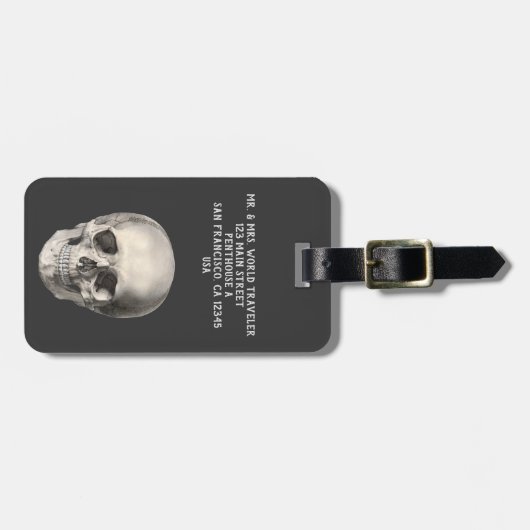  humane anatomische schedel, Halloween Skeleton Bagagelabel (Voorkant horizontaal)