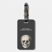 humane anatomische schedel, Halloween Skeleton Bagagelabel (Achterkant verticaal)