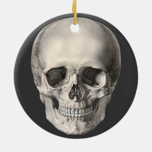  humane anatomische schedel, Halloween Skeleton Keramisch Ornament (Achterkant)