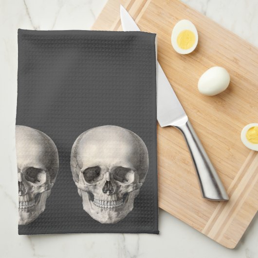 humane anatomische schedel, Halloween Skeleton Theedoek (Quarter Fold)