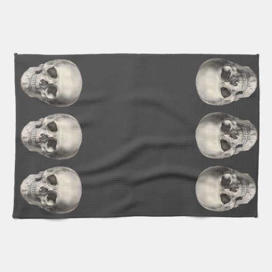 humane anatomische schedel, Halloween Skeleton Theedoek (Horizontaal)