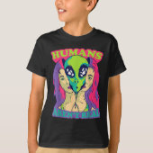 Humans Aren't Real - Funny Comic Style Alien Outer T-shirt (Voorkant)