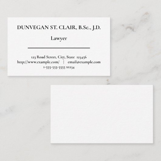 Humble Carte de visite d'avocat (Devant / Derrière)