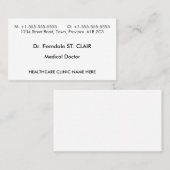 Humble Carte de visite professionnel de la santé (Devant / Derrière)