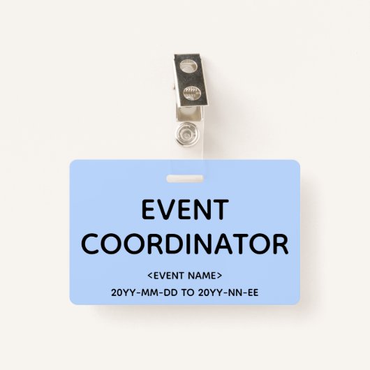 Humble "EVENT COÖRDINATOR"-badge Badge (Voorkant met clip)
