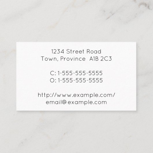 Humble, minimaal professioneel Visitekaartje (Achterkant)