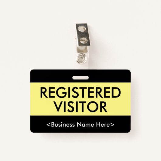 Humble "REGISTERED VISITOR"-badge Badge (Voorkant met clip)