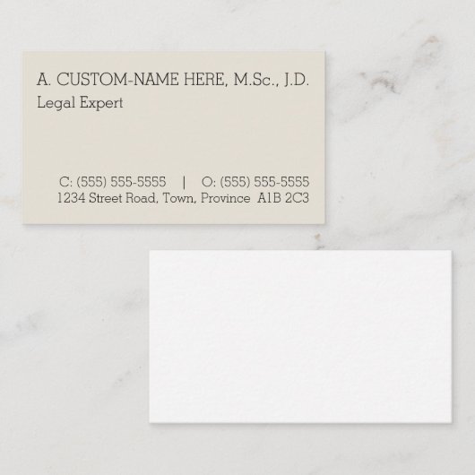 Humble, Simple en Basic Visitekaartje (Voorkant / Achterkant)