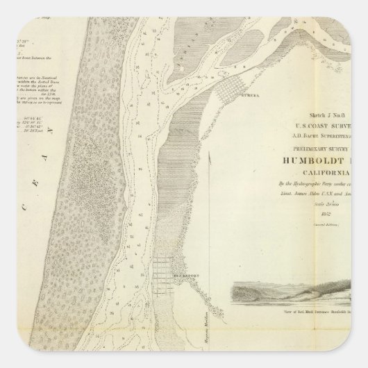 Humboldt Bay, Calif Vierkante Sticker (Voorkant)