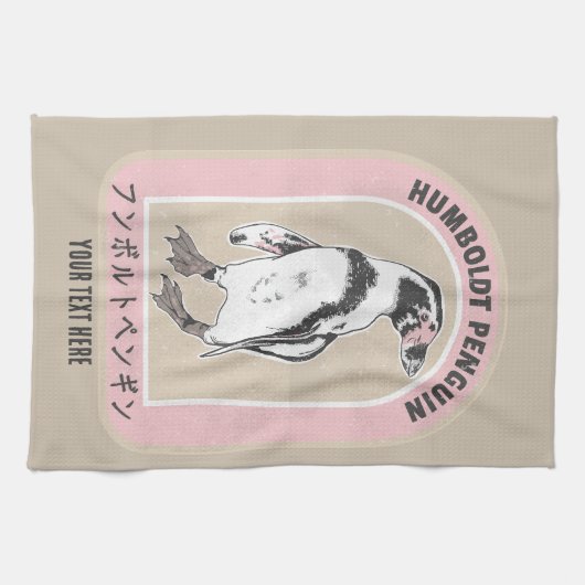 Humbolt pinguïn Japans schrift Theedoek (Horizontaal)
