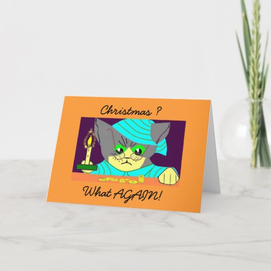 Humbug Cat Feestdagen Kaart (Voorkant)