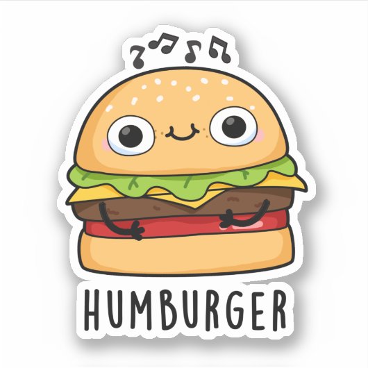 Humburger Funny Humming Burger Pun Sticker (Voorkant)