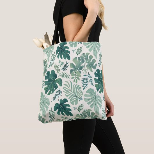 Humeur Monstera - Sac fourre-tout Motif de feuille (De près)