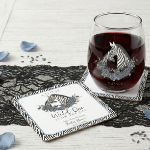 Humeurige Bloemige Zebra Safari Kleine Wilde Jonge Vierkante Kartonnen Onderzetter