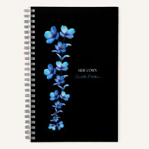 Humeurige donkerblauwe bloemige trouwbelofteboek