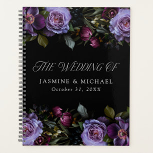 Humeurige Gotische Paarse Bloemige Bruiloft Planner