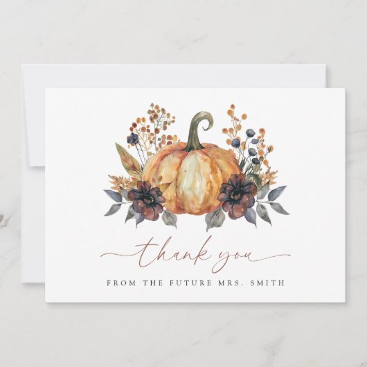 Humeurige Herfst Bloemige Bruiloft Feest Bedankkaart (Voorkant)