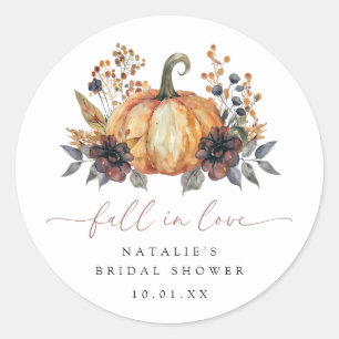 Humeurige Herfst Bloemige Bruiloft Feest Ronde Sticker