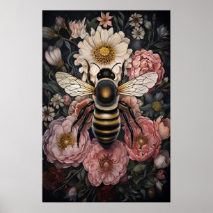 Humeurige Hommelsbloemprint, Donkere Academie Poster