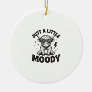Humeurige Hoogland Koe Oude Gravure Shirt Ontwerp_ Keramisch Ornament