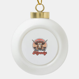Humeurige Koe Retro Zonsondergang Vintage Gravure Keramische Bal Ornament