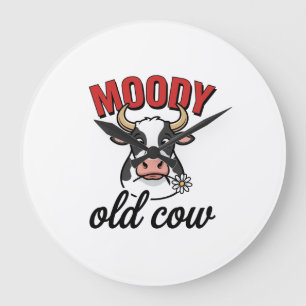 Humeurige Oude Koe Vintage Grappige Koe Shirt Ontw Grote Klok