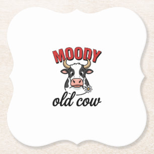 Humeurige Oude Koe Vintage Grappige Koe Shirt Ontw Kartonnen Onderzetters