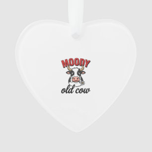 Humeurige Oude Koe Vintage Grappige Koe Shirt Ontw Ornament