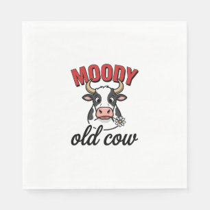 Humeurige Oude Koe Vintage Grappige Koe Shirt Ontw Servet