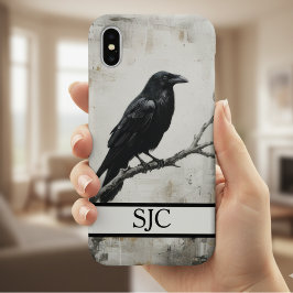 Humeurige Raaf Donkere Academie Monogram iPhone 16 Hoesje