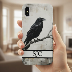 Humeurige Raaf Donkere Academie Monogram iPhone 16 Hoesje