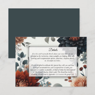 Humeurige Rustieke Herfst Bloemen Bruiloft Informatiekaartje