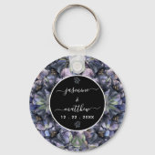 Humeurige Zwarte Bloemige Klassieke Trouwnamen Sleutelhanger (Voorkant)