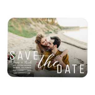 Humeurige Zwarte Overlay Foto Save the Date Huweli Magneet