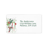 Humingbird Swirl Red Blauwgroen Adresetiketten Etiket (Voorkant)