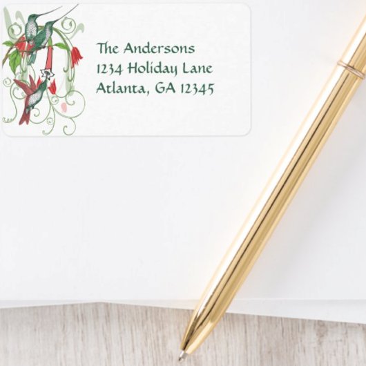 Humingbird Swirl Red Blauwgroen Adresetiketten Etiket