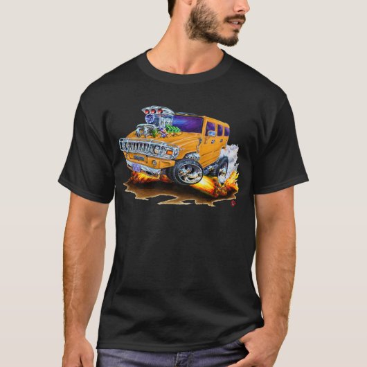 Hummer H2 Oranje vrachtwagen T-shirt (Voorkant)
